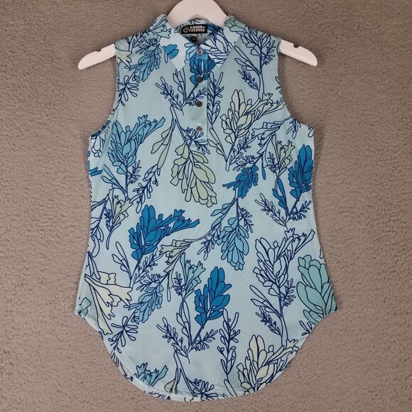 Raised By Coyotes Polo Tank Top Women's Medium Blue Floral Golf Performance - Picture 1 of 10
